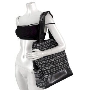 MAC Cosmetic Matt Murphy Signature Tote Bag Fabric Faux Leather Monogram Black
